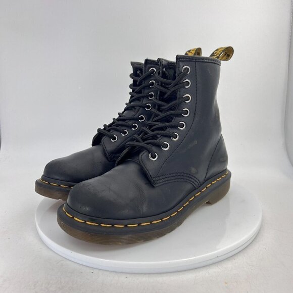 Dr. Martens 1460 Pascal Women Size 5 Virginia Black Leather 8 Eye Combat Boot - Picture 1 of 13